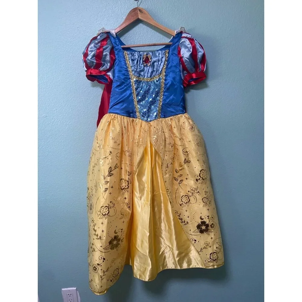 Disney Parks Girls Snow White Gold with Cape Costume Halloween Dress Up Dress 13